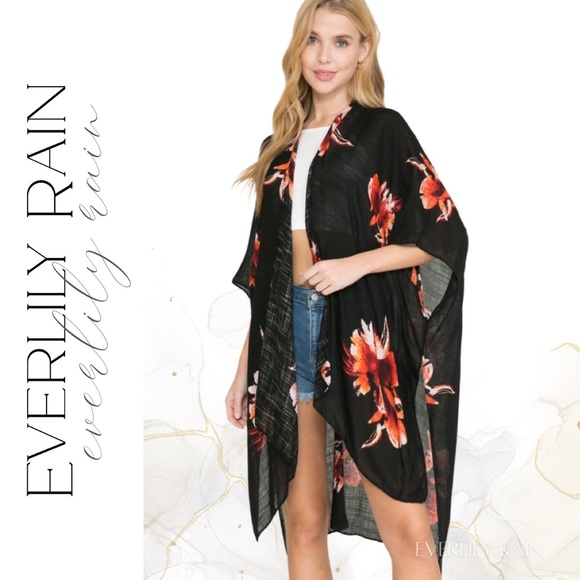 LAST ONE! Floral Print Boho Kimono Wrap - Picture 7 of 15